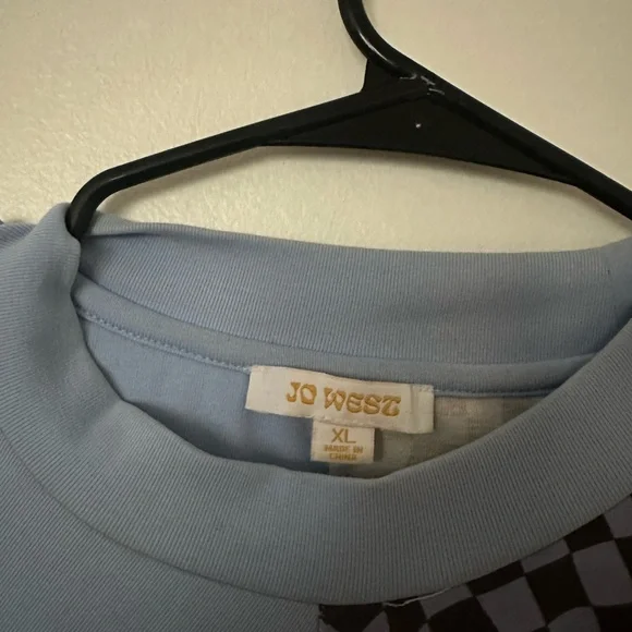 Two-Tone Blue and Brown Asymetric Shirt - Picture 2 of 4